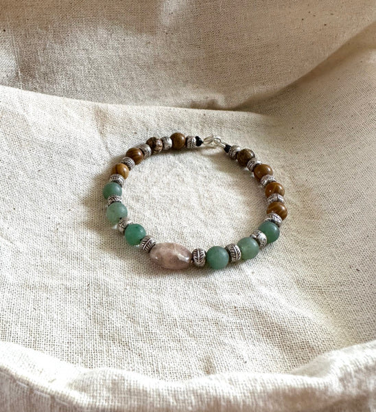 Rhodonite, Aventurine, Jasper Bracelet